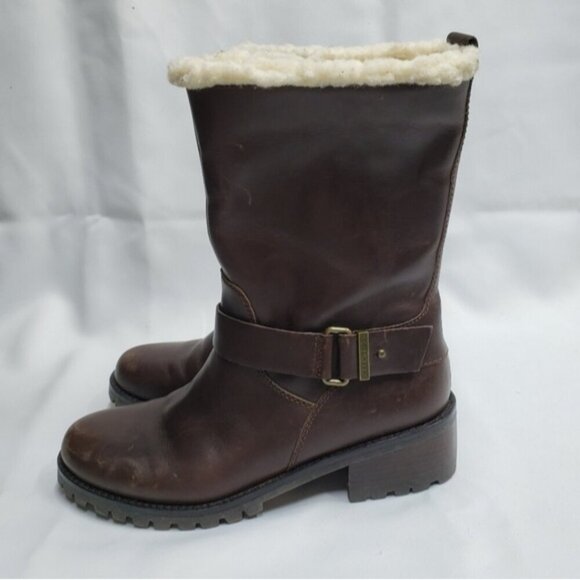 Cole Haan Champion Brown Leather Waterproof Zip Up Boots Women's Size 6B - Picture 5 of 16